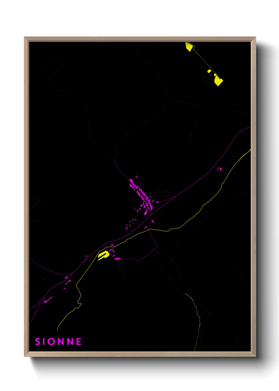 Une affiche de carte sur Sionne
