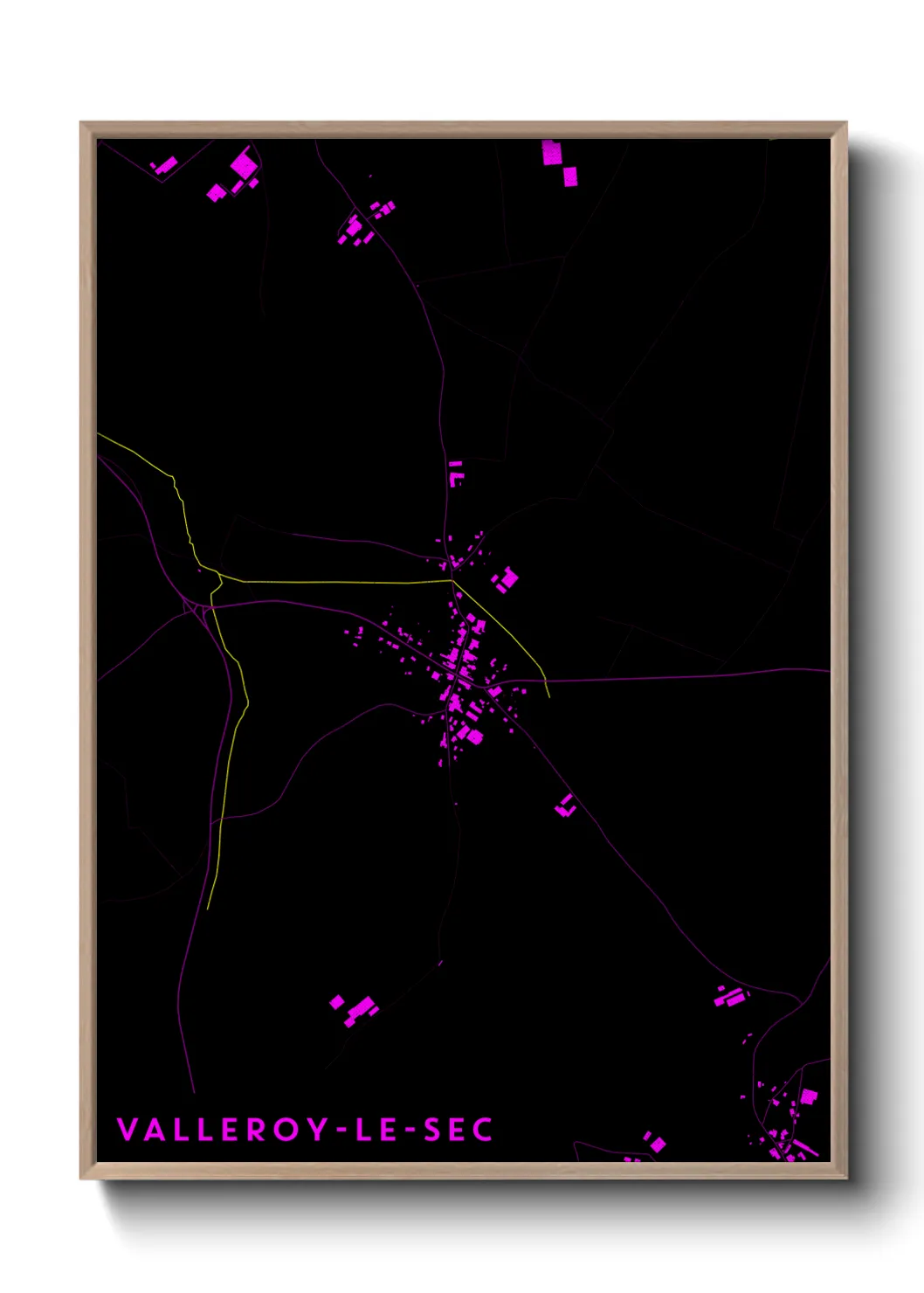 Une affiche de carte sur Valleroy-le-Sec