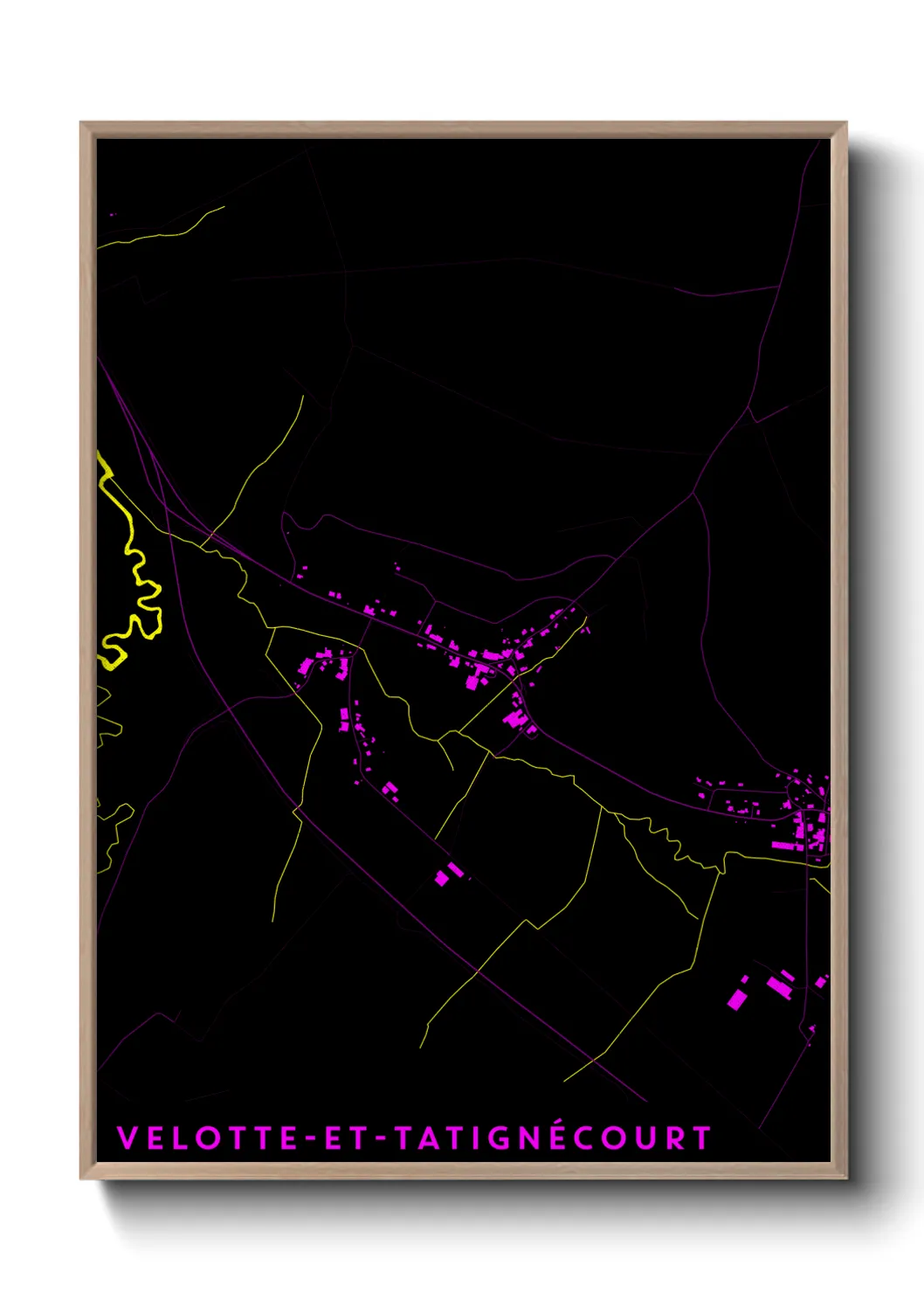 Une affiche de carte sur Velotte-et-Tatignécourt