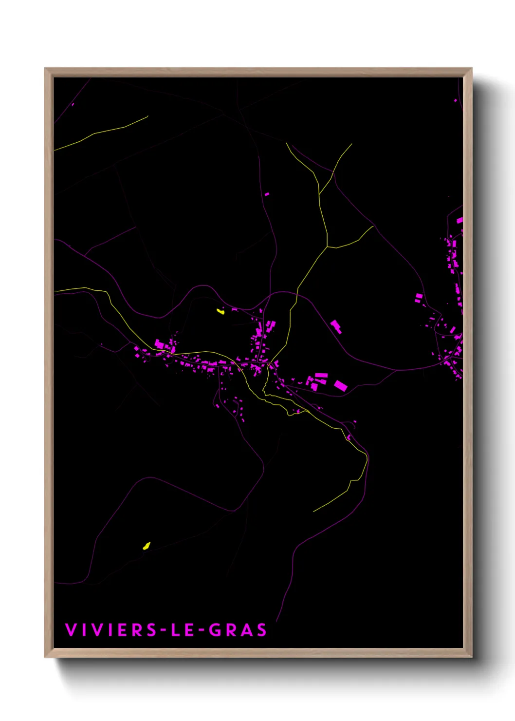 Une affiche de carte sur Viviers-le-Gras