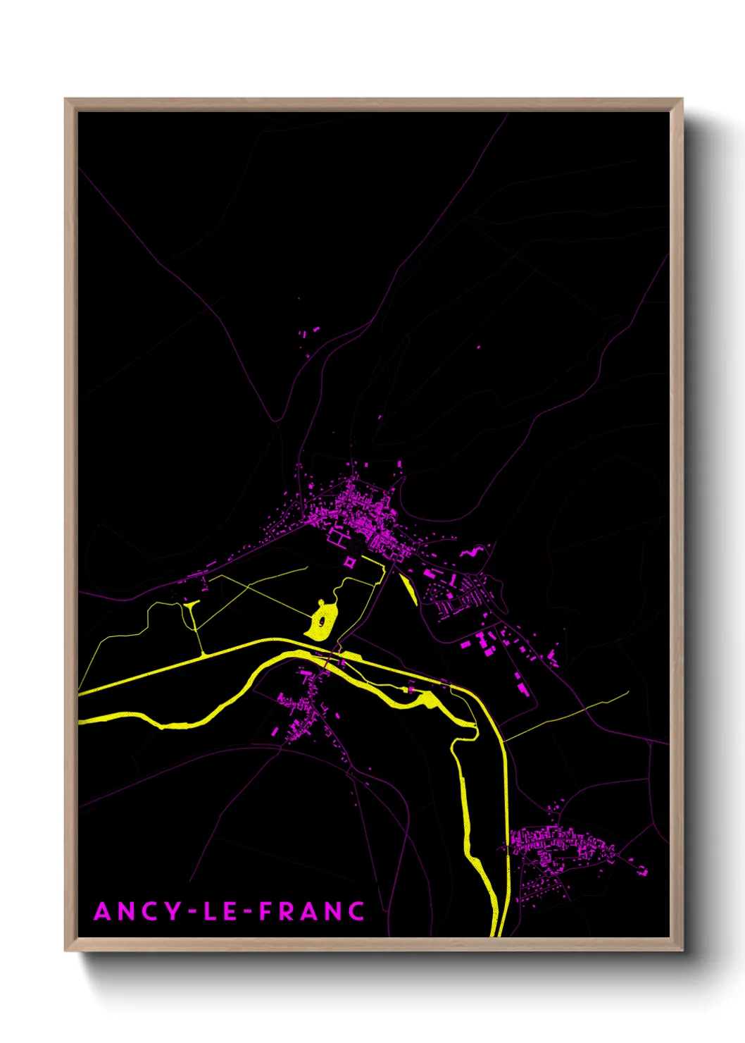 Une affiche de carte sur Ancy-le-Franc