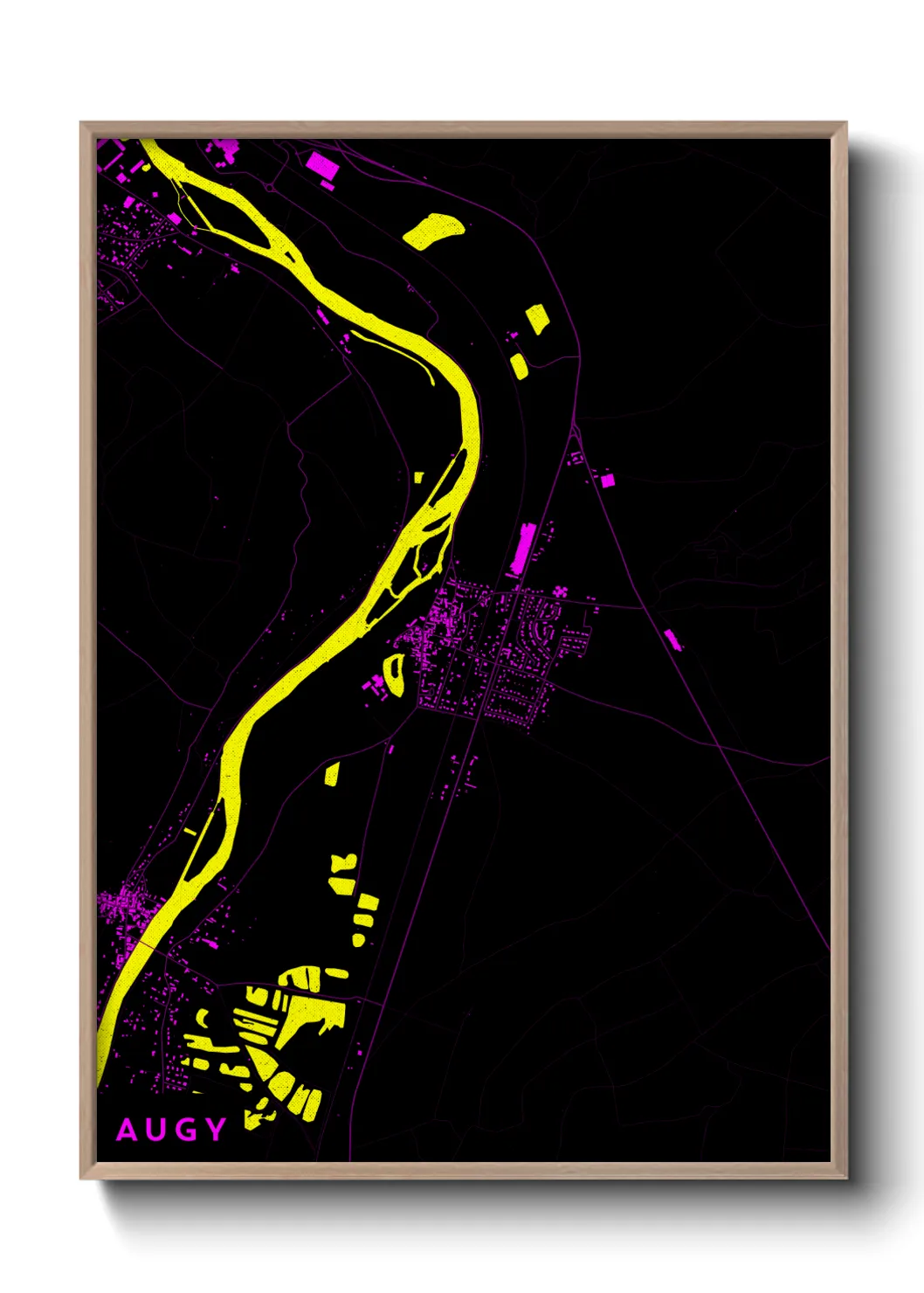 Une affiche de carte sur Augy