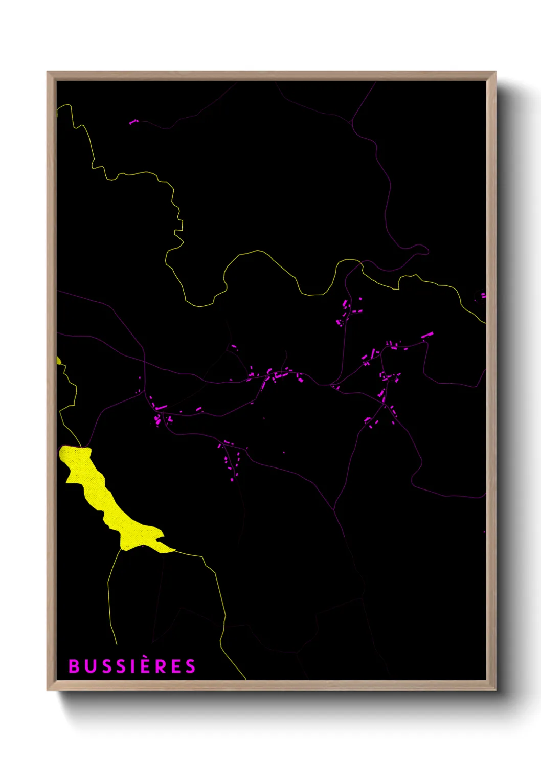 Une affiche de carte sur Bussières