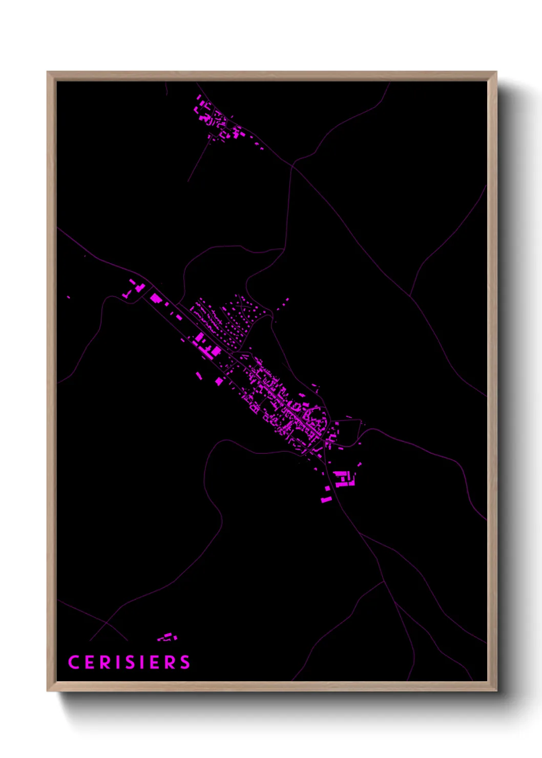 Une affiche de carte sur Cerisiers