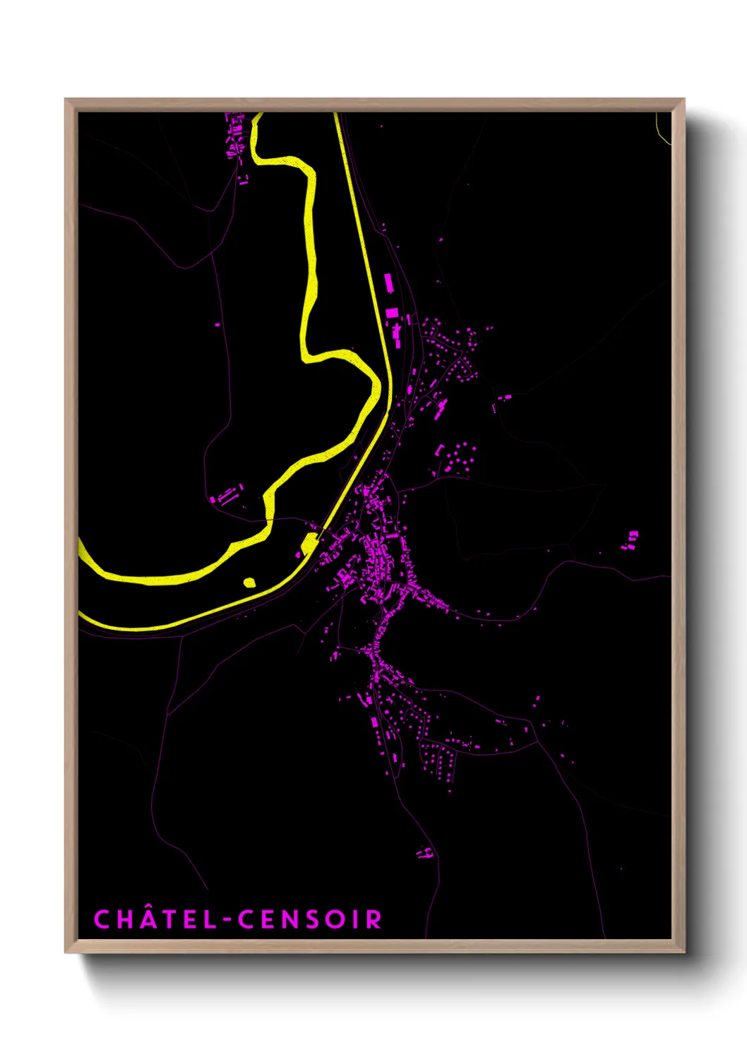 Une affiche de carte sur Châtel-Censoir