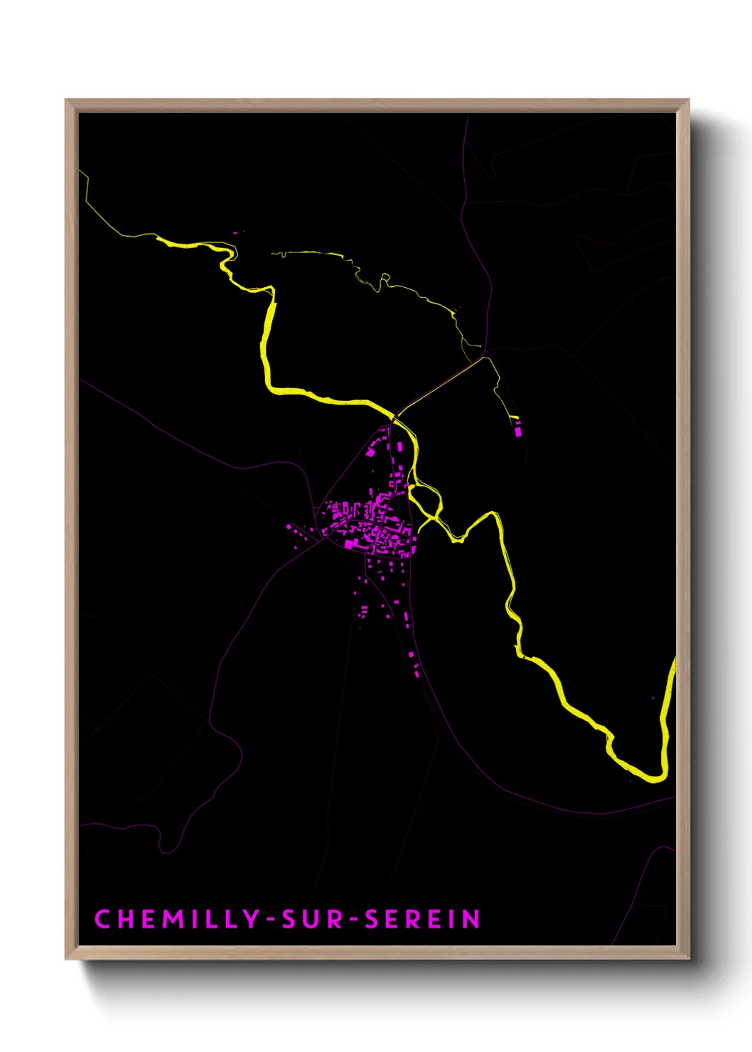 Une affiche de carte sur Chemilly-sur-Serein