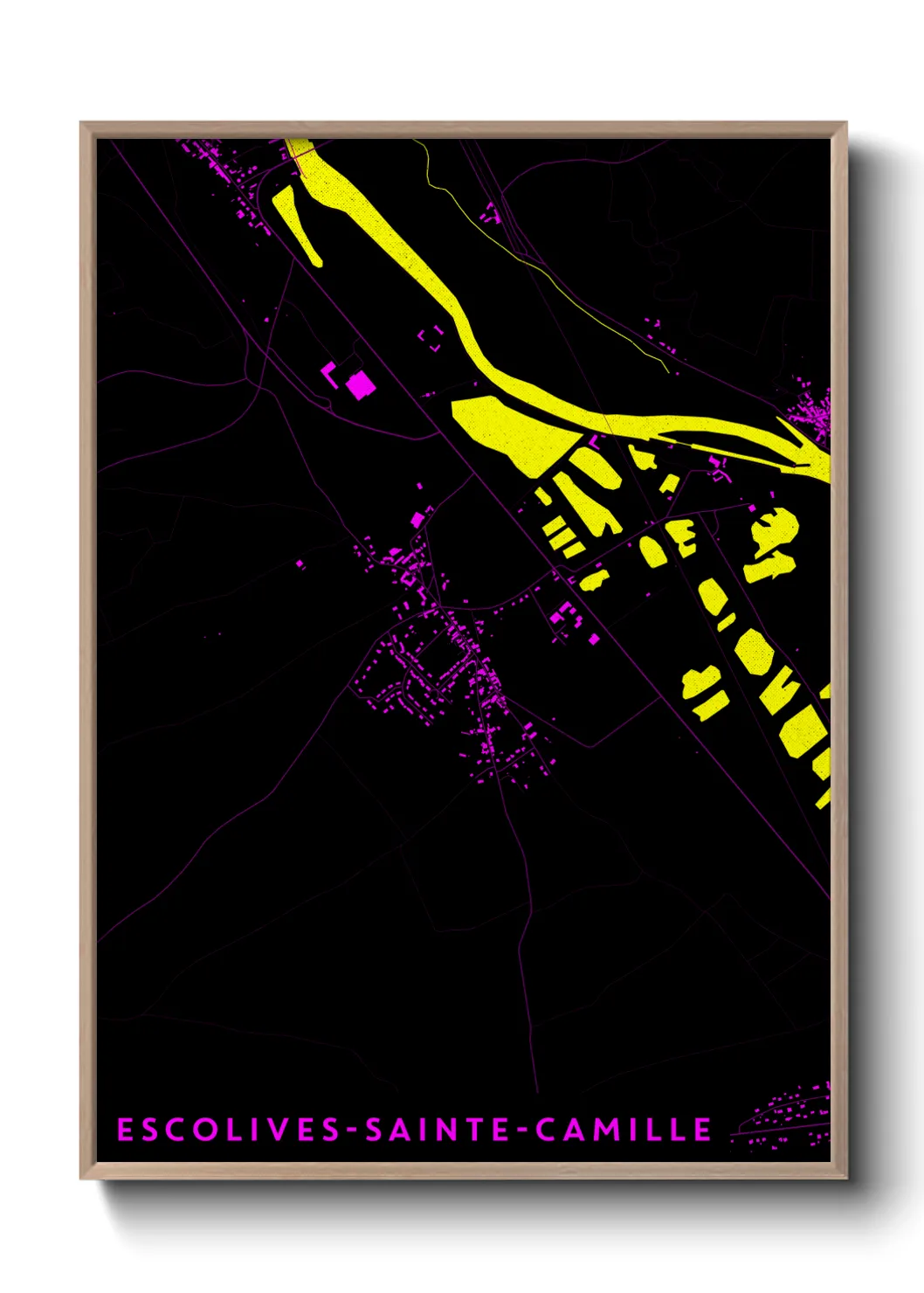 Une affiche de carte sur Escolives-Sainte-Camille