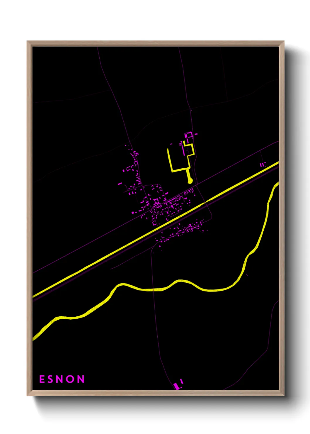 Une affiche de carte sur Esnon