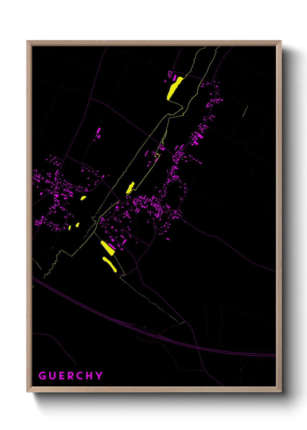 Une affiche de carte sur Guerchy