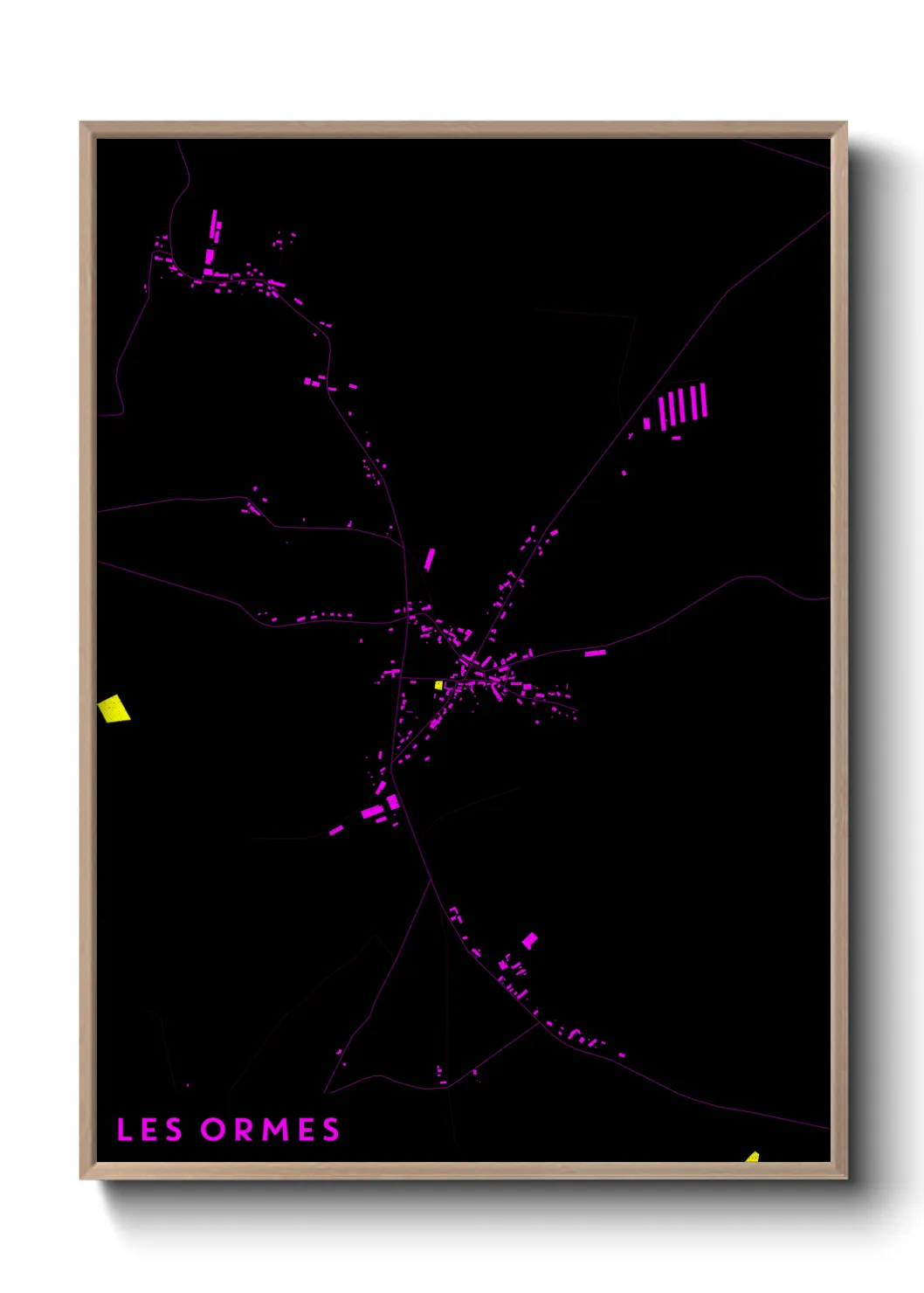 Une affiche de carte sur Les Ormes