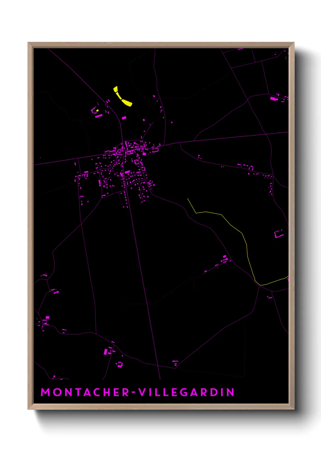 Une affiche de carte sur Montacher-Villegardin
