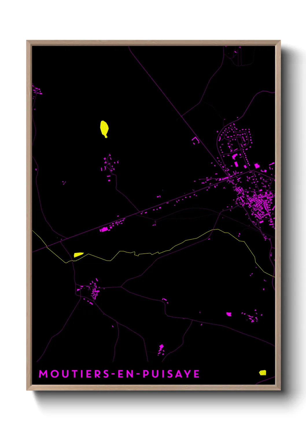 Une affiche de carte sur Moutiers-en-Puisaye