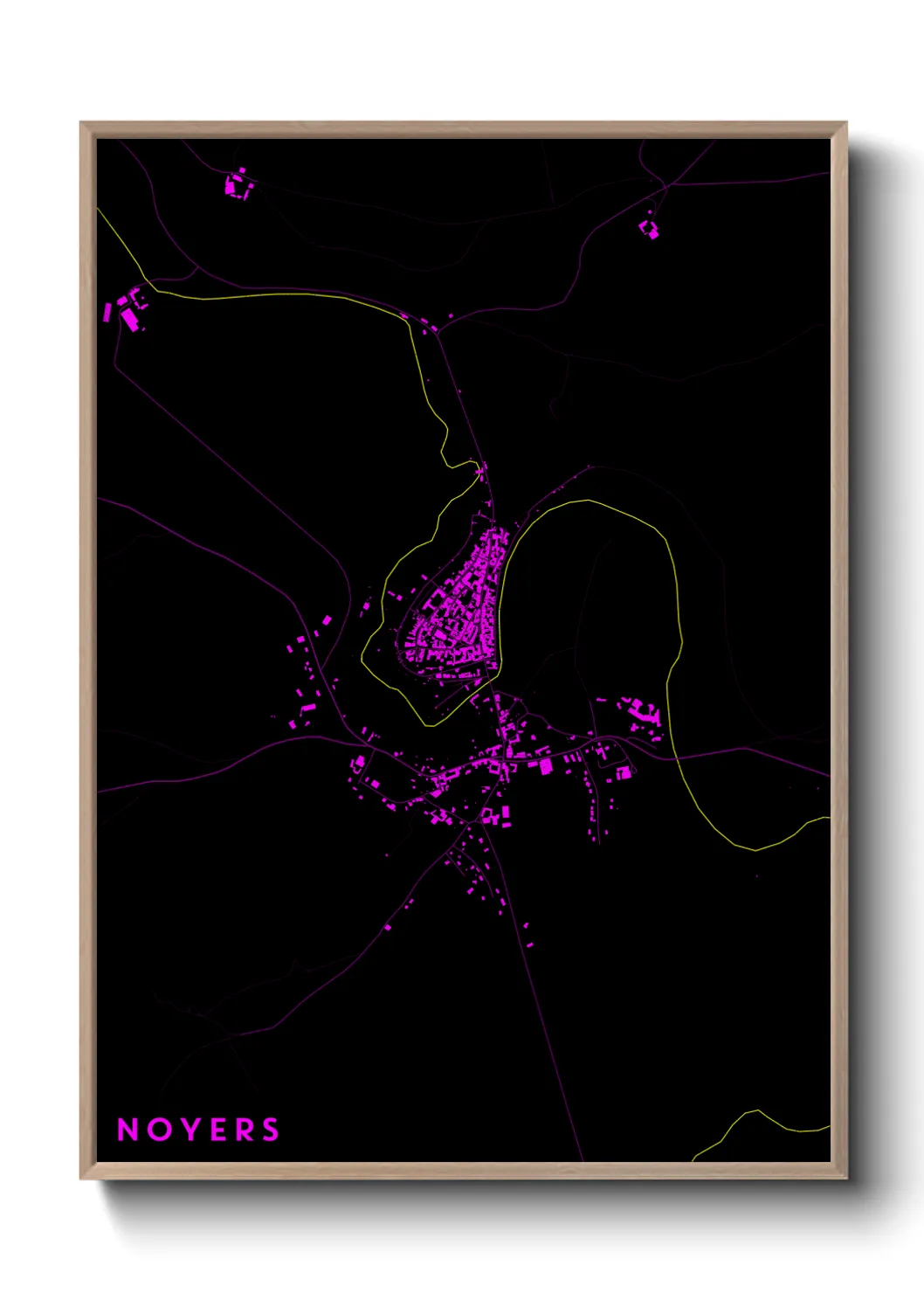 Une affiche de carte sur Noyers