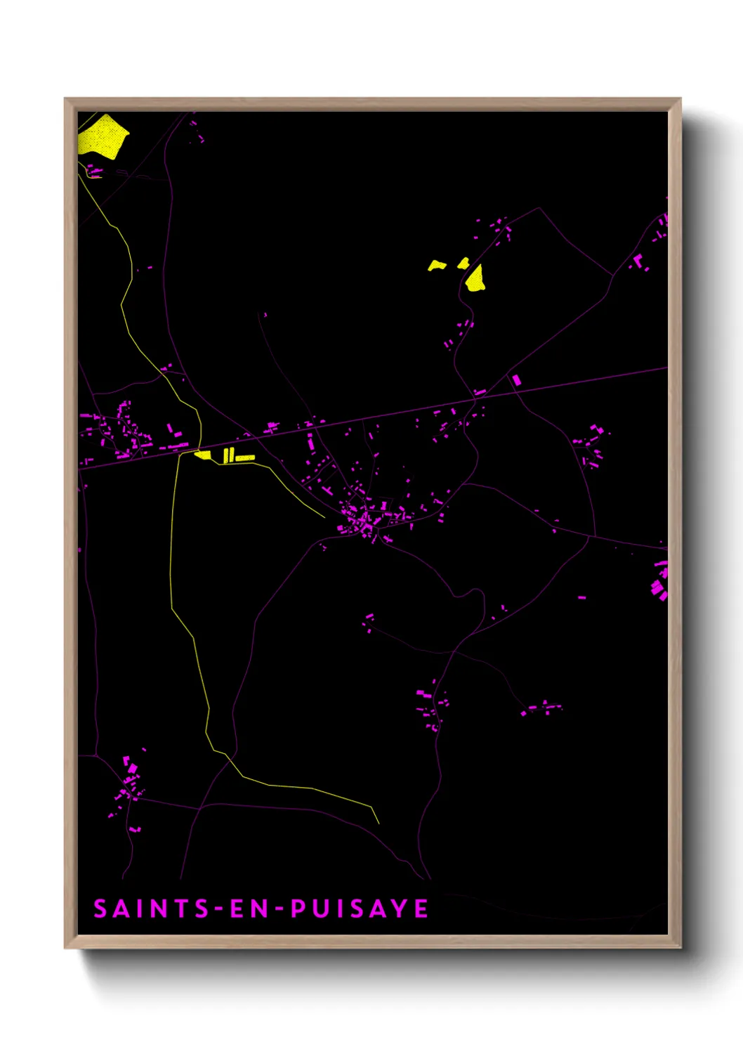 Une affiche de carte sur Saints-en-Puisaye