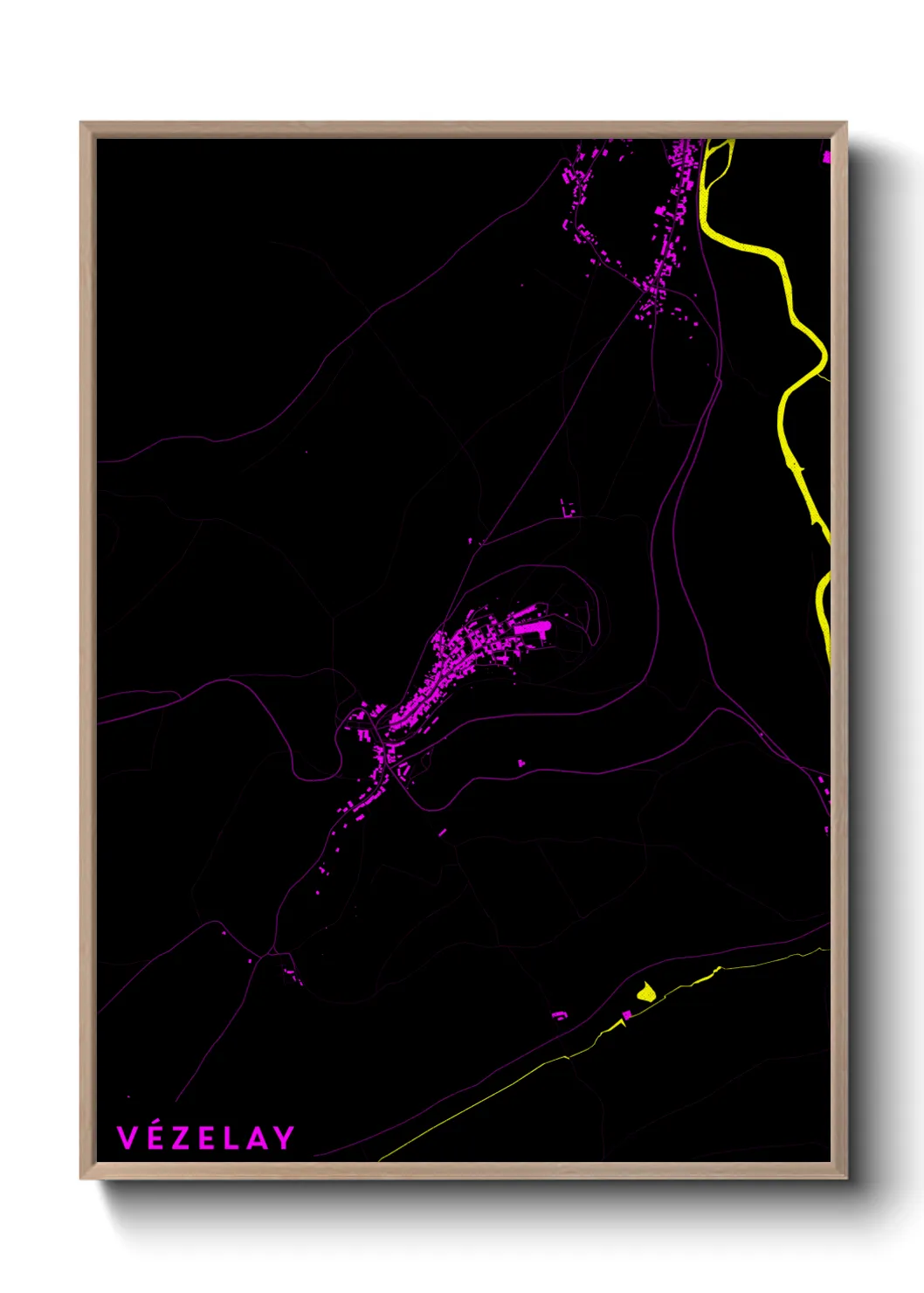 Une affiche de carte sur Vézelay