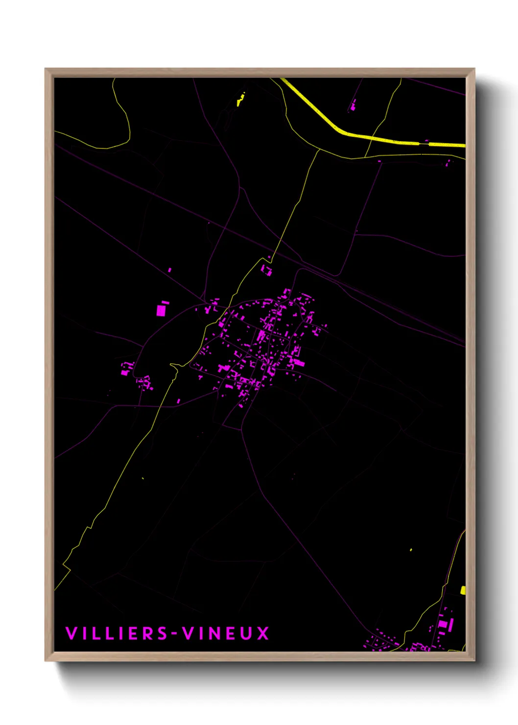 Une affiche de carte sur Villiers-Vineux