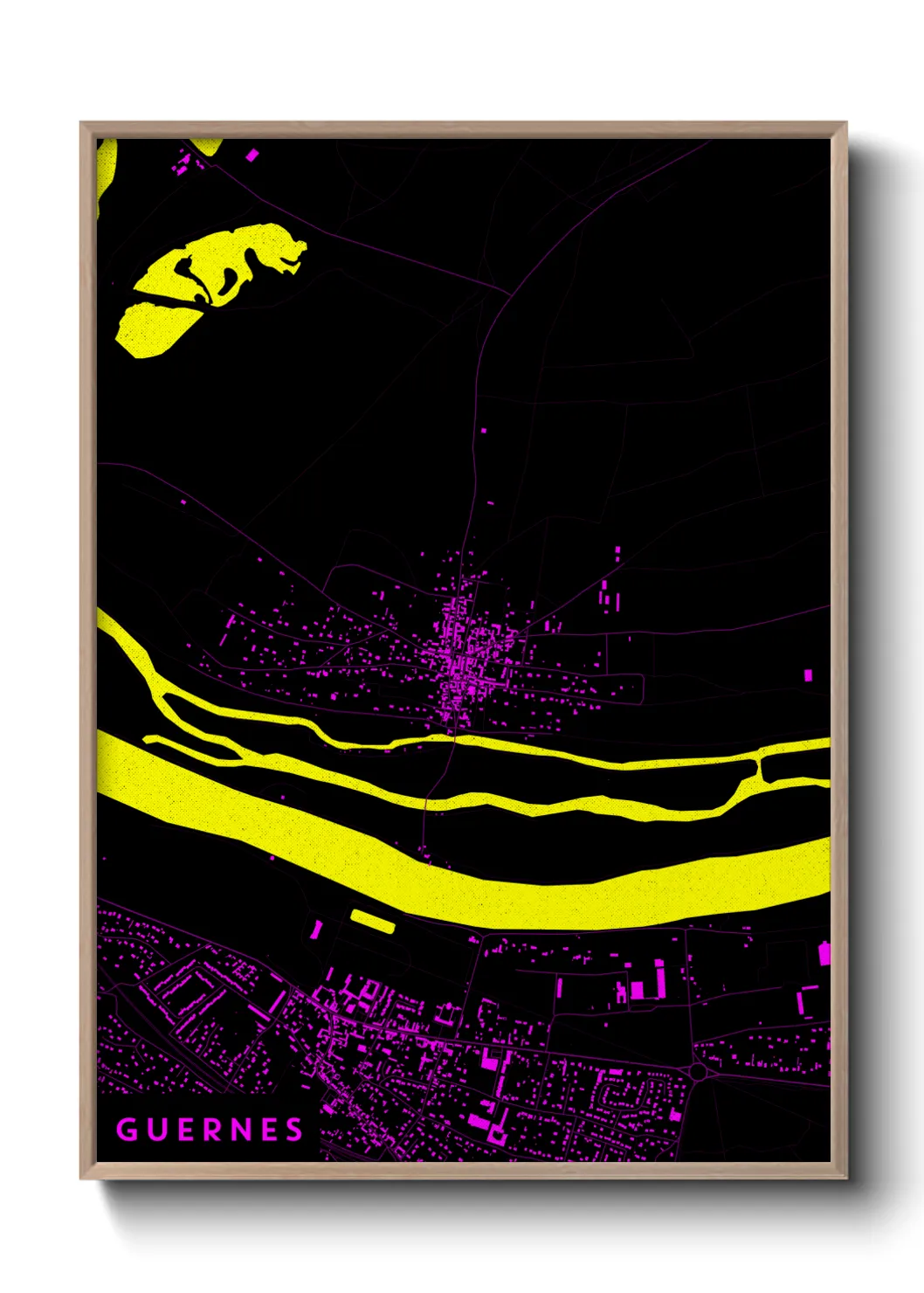 Une affiche de carte sur Guernes