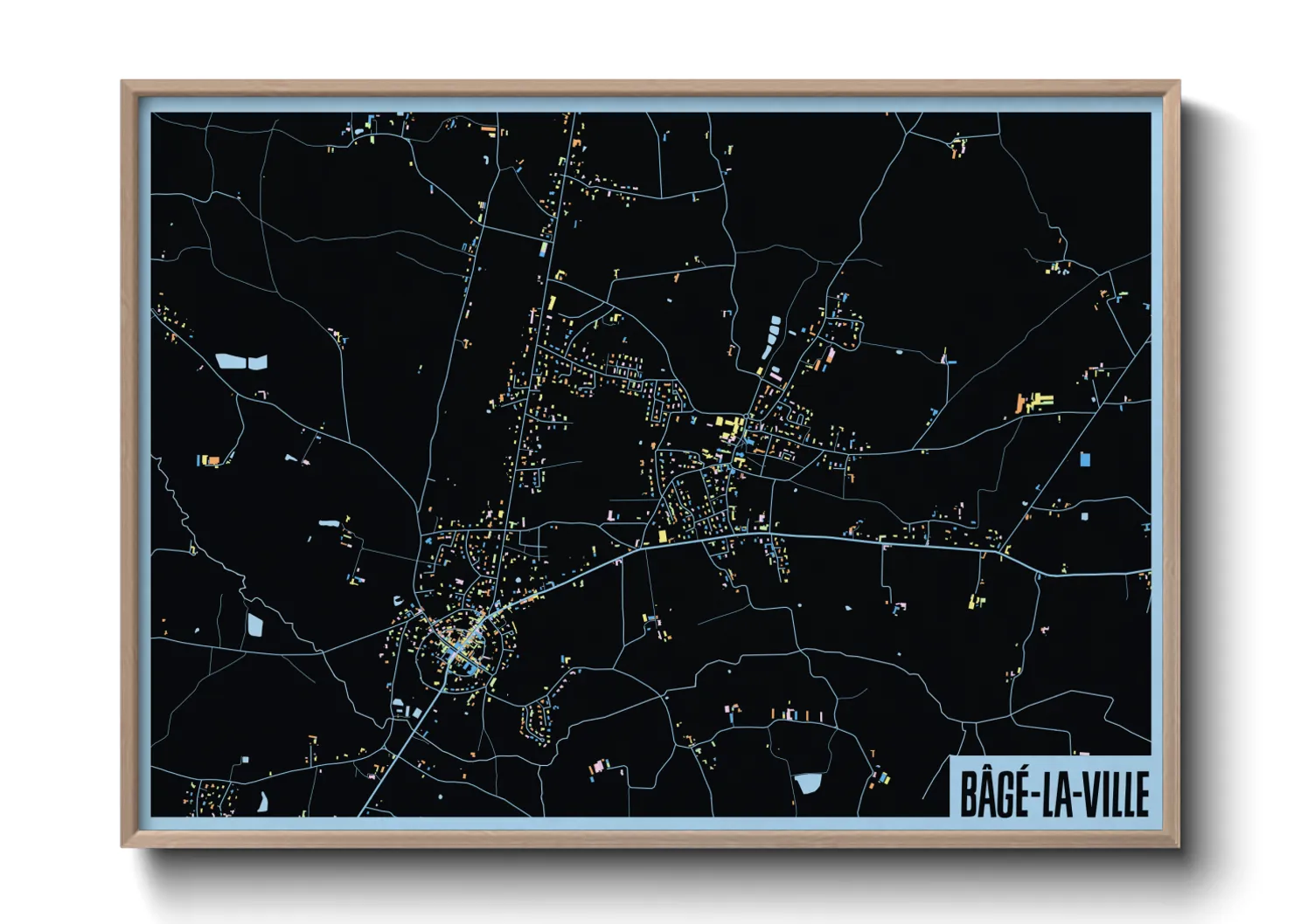 Une affiche de carte sur Bâgé-la-Ville