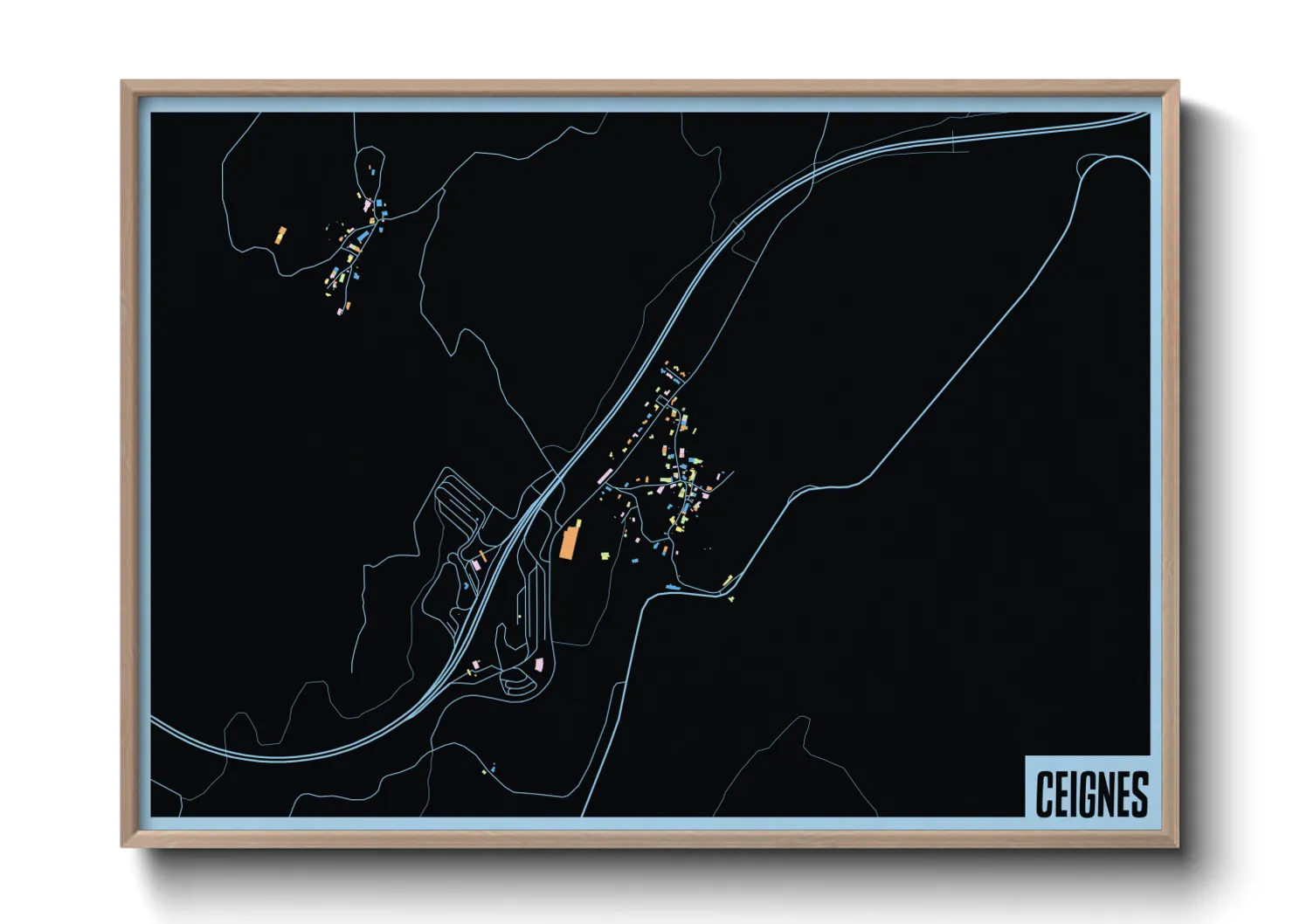 Une affiche de carte sur Ceignes