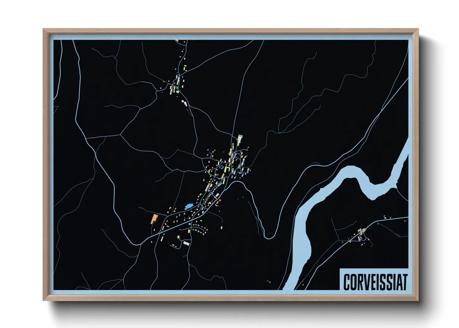 Une affiche de carte sur Corveissiat