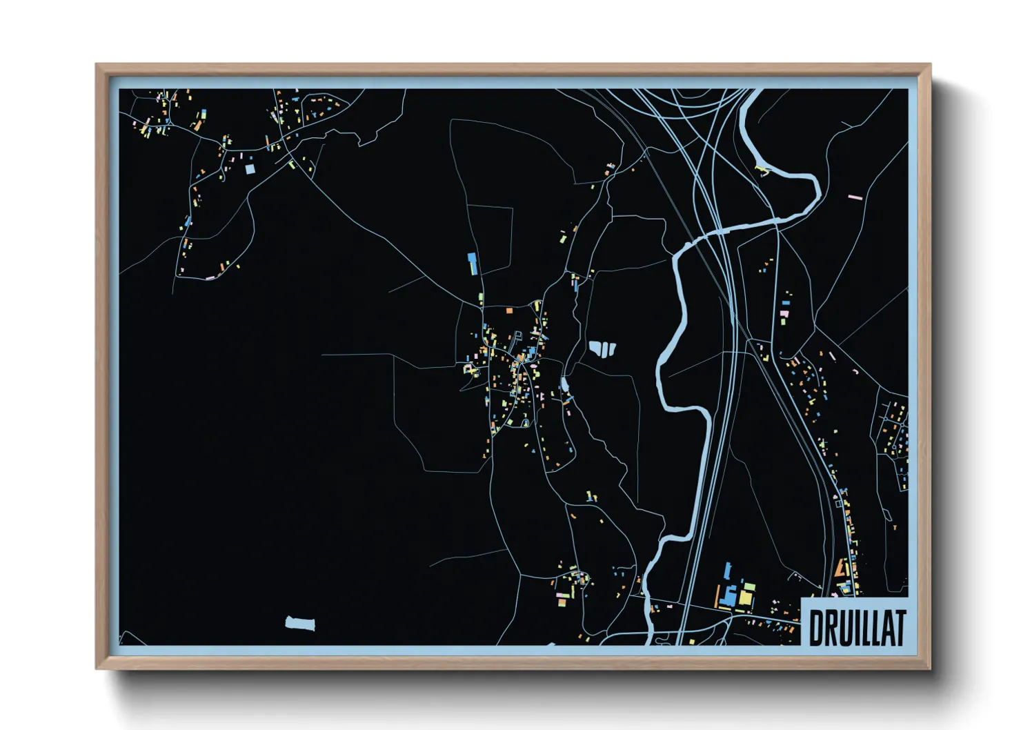 Une affiche de carte sur Druillat