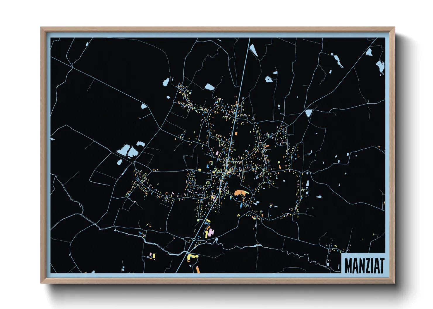 Une affiche de carte sur Manziat