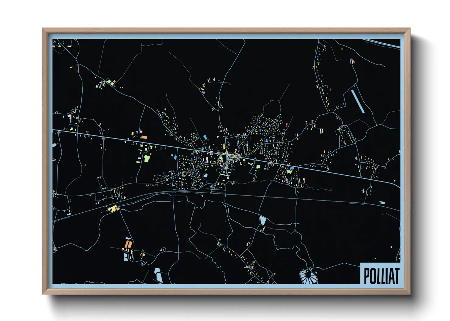 Une affiche de carte sur Polliat