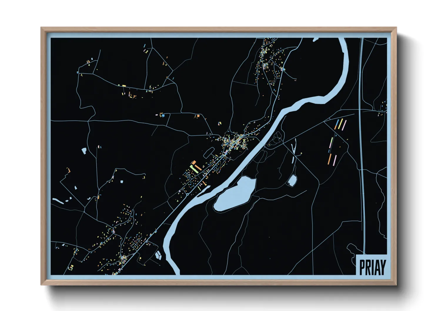 Une affiche de carte sur Priay