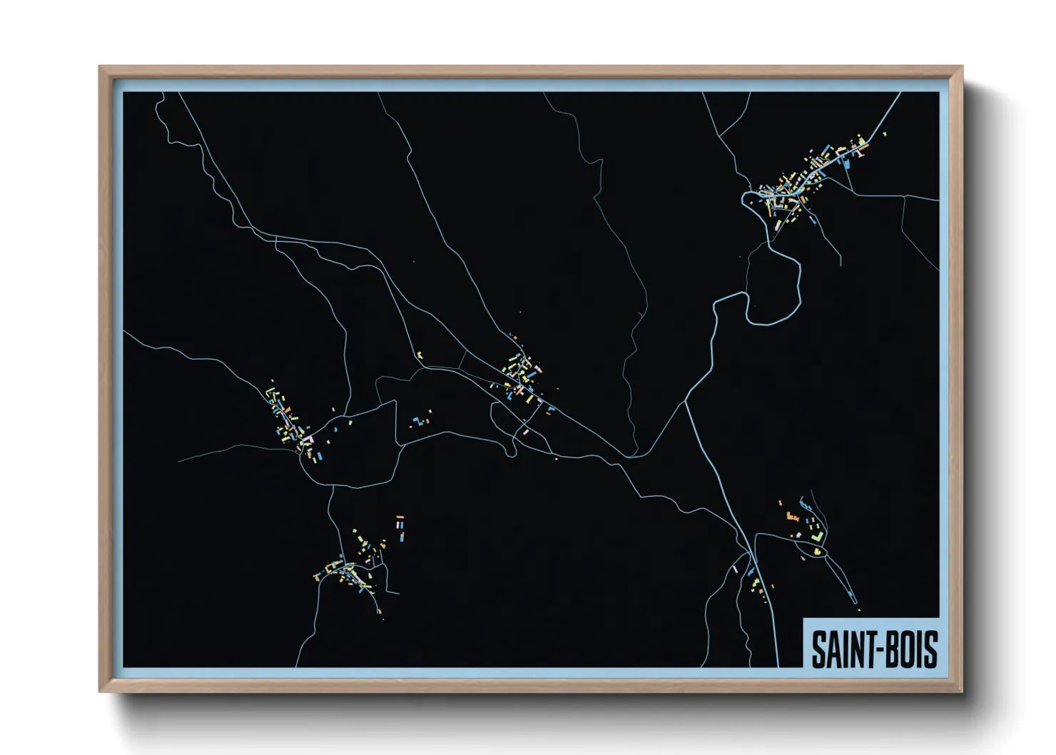 Une affiche de carte sur Saint-Bois
