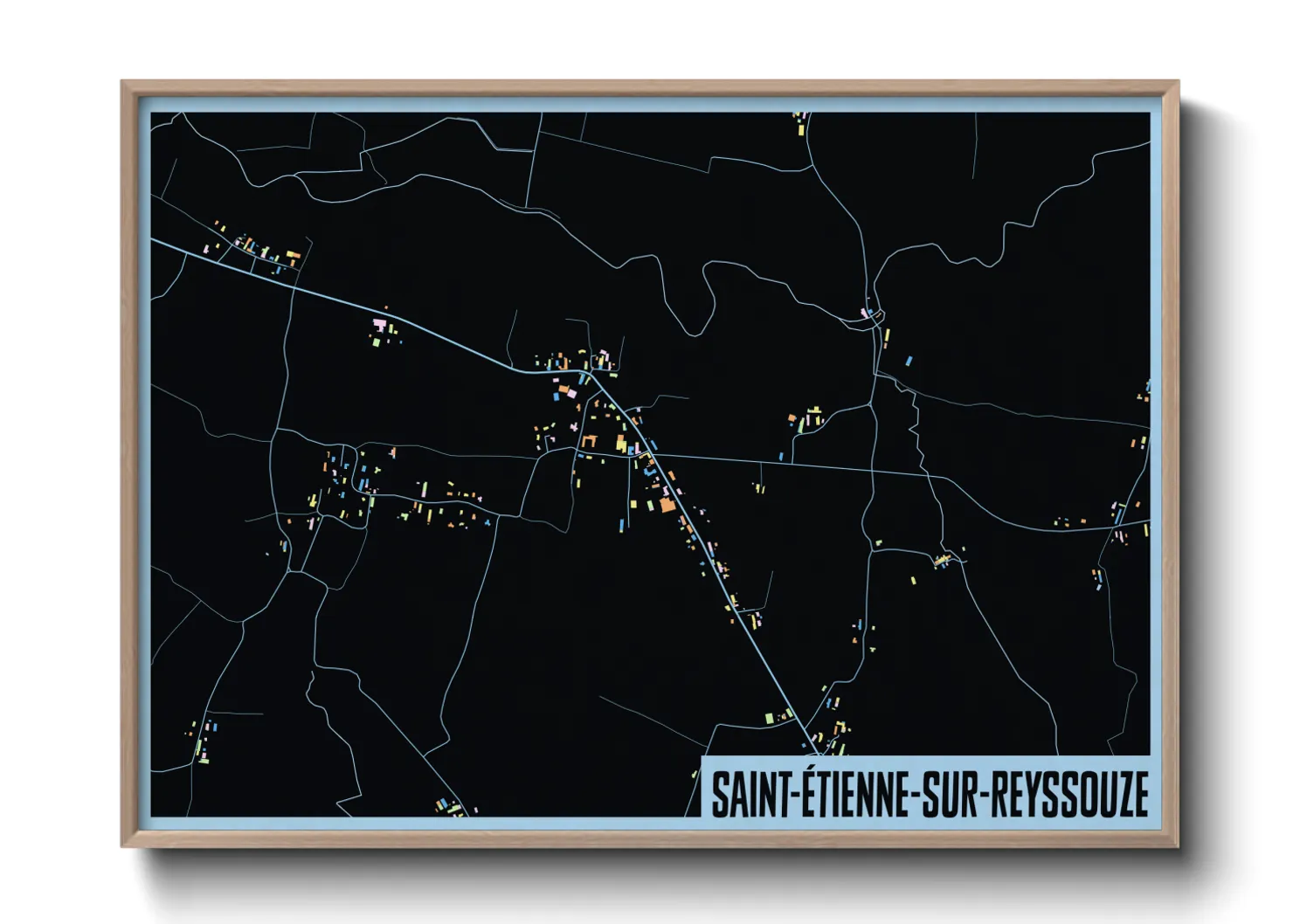 Une affiche de carte sur Saint-Étienne-sur-Reyssouze