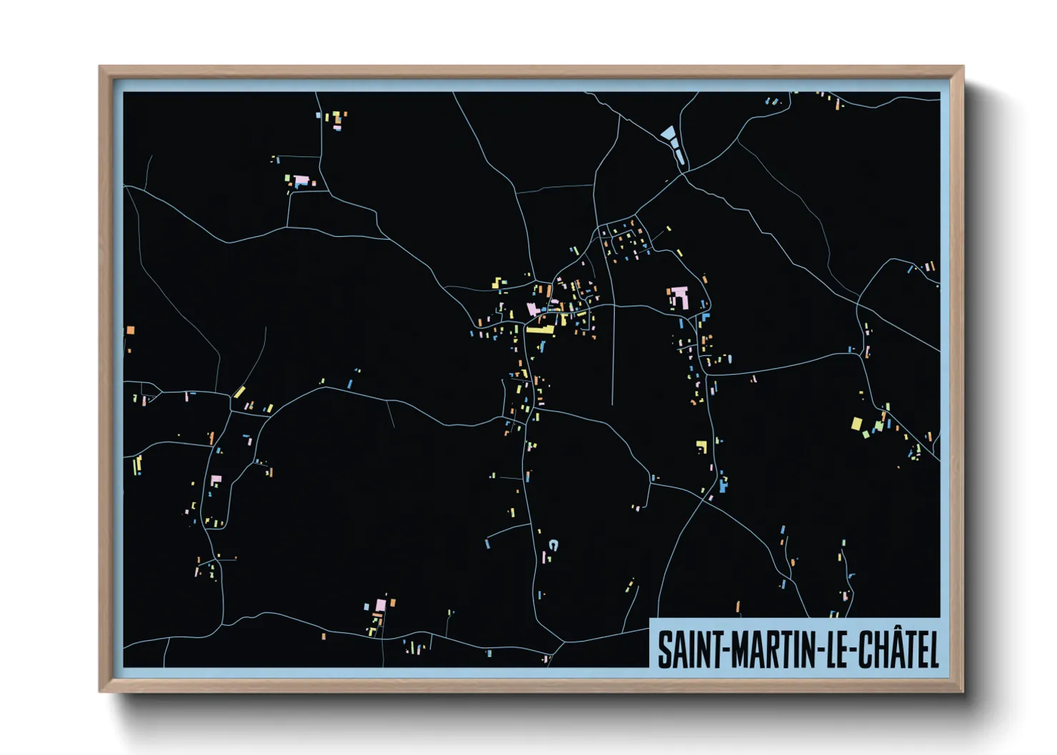 Une affiche de carte sur Saint-Martin-le-Châtel
