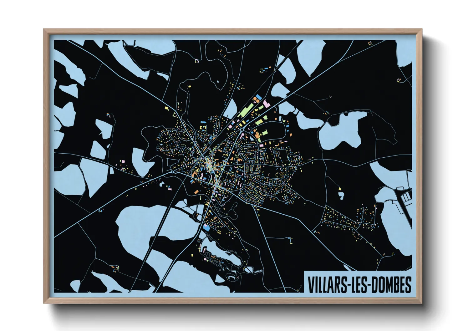 Une affiche de carte sur Villars-les-Dombes