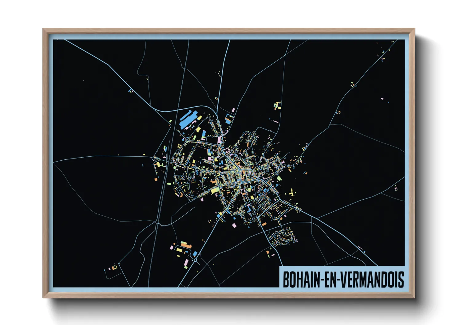 Une affiche de carte sur Bohain-en-Vermandois