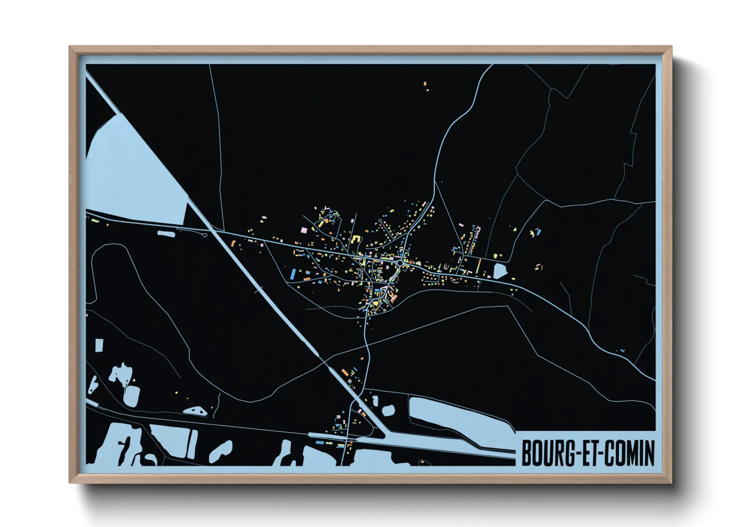 Une affiche de carte sur Bourg-et-Comin