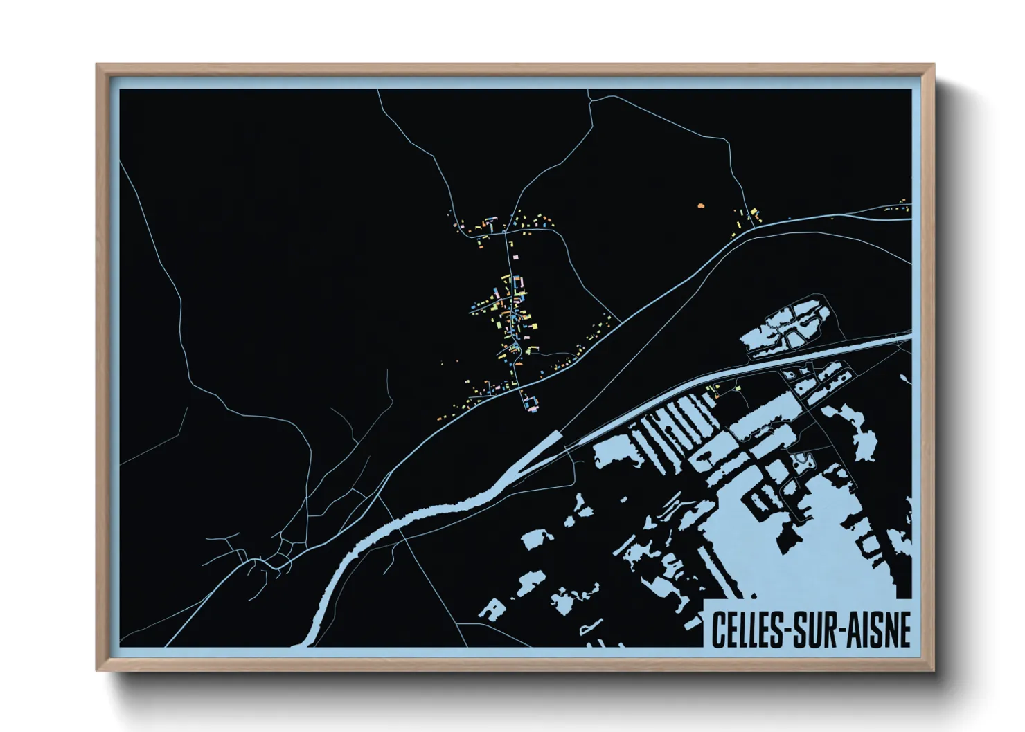 Une affiche de carte sur Celles-sur-Aisne