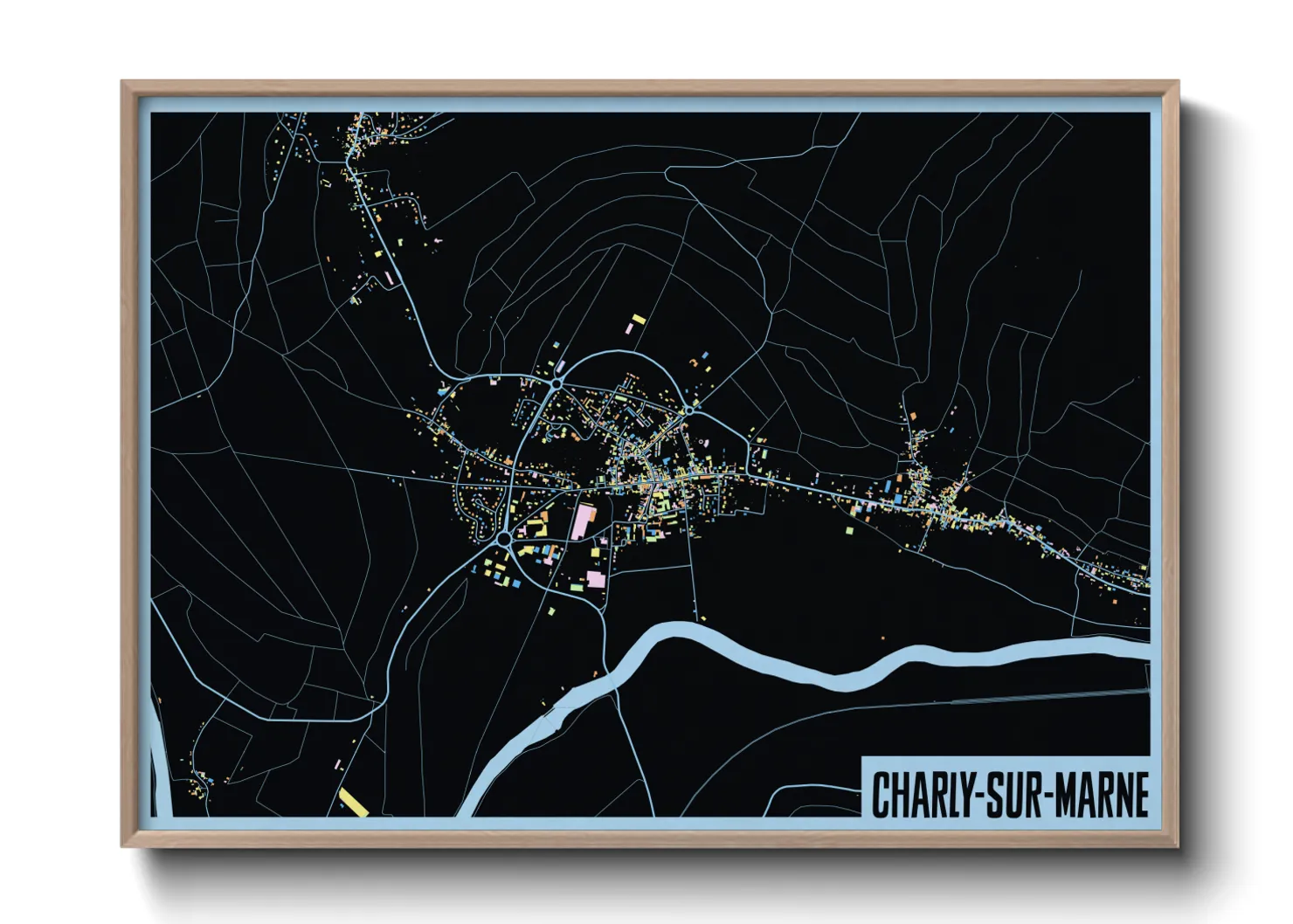 Une affiche de carte sur Charly-sur-Marne