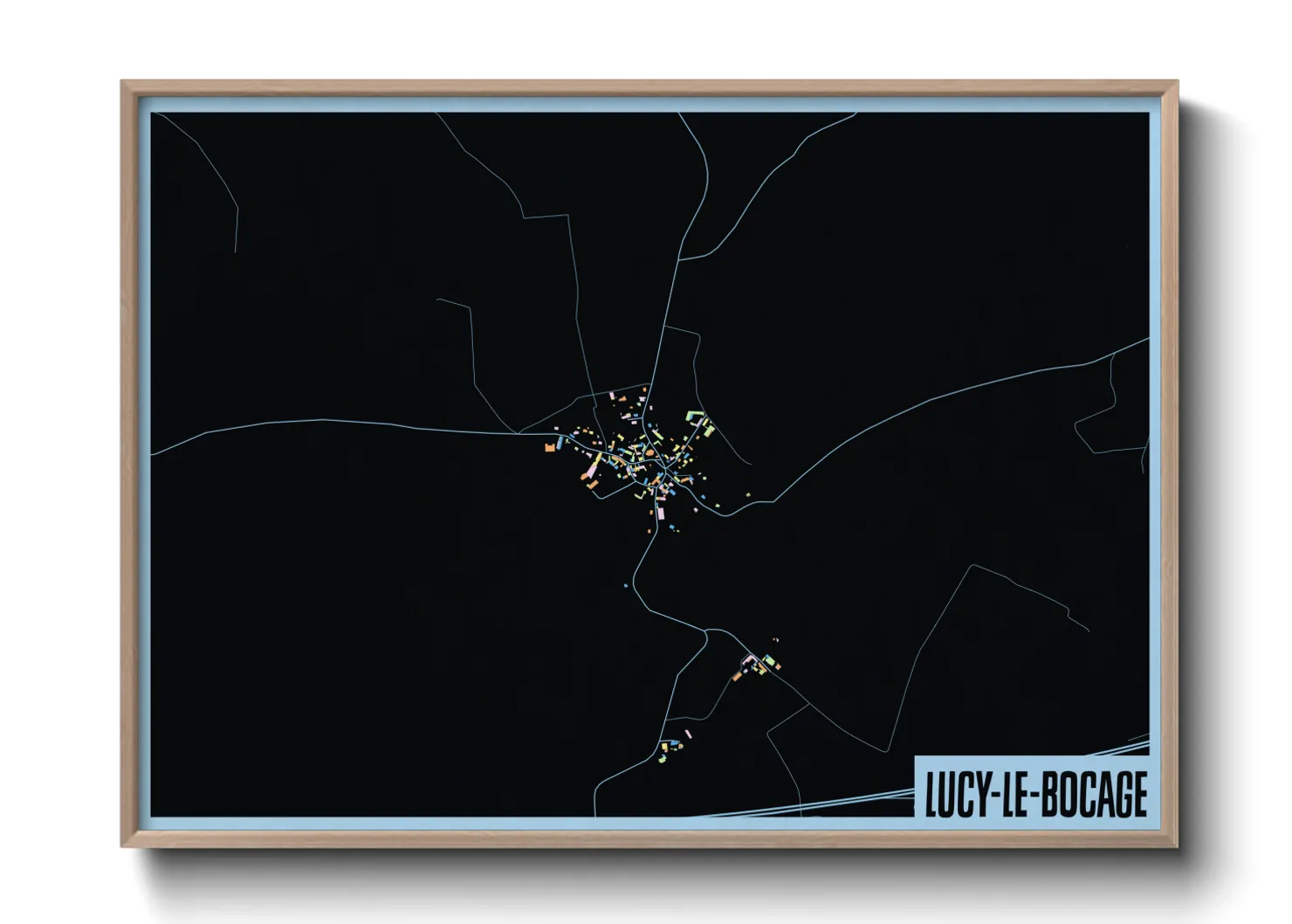 Une affiche de carte sur Lucy-le-Bocage