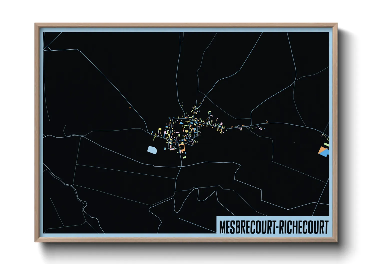 Une affiche de carte sur Mesbrecourt-Richecourt
