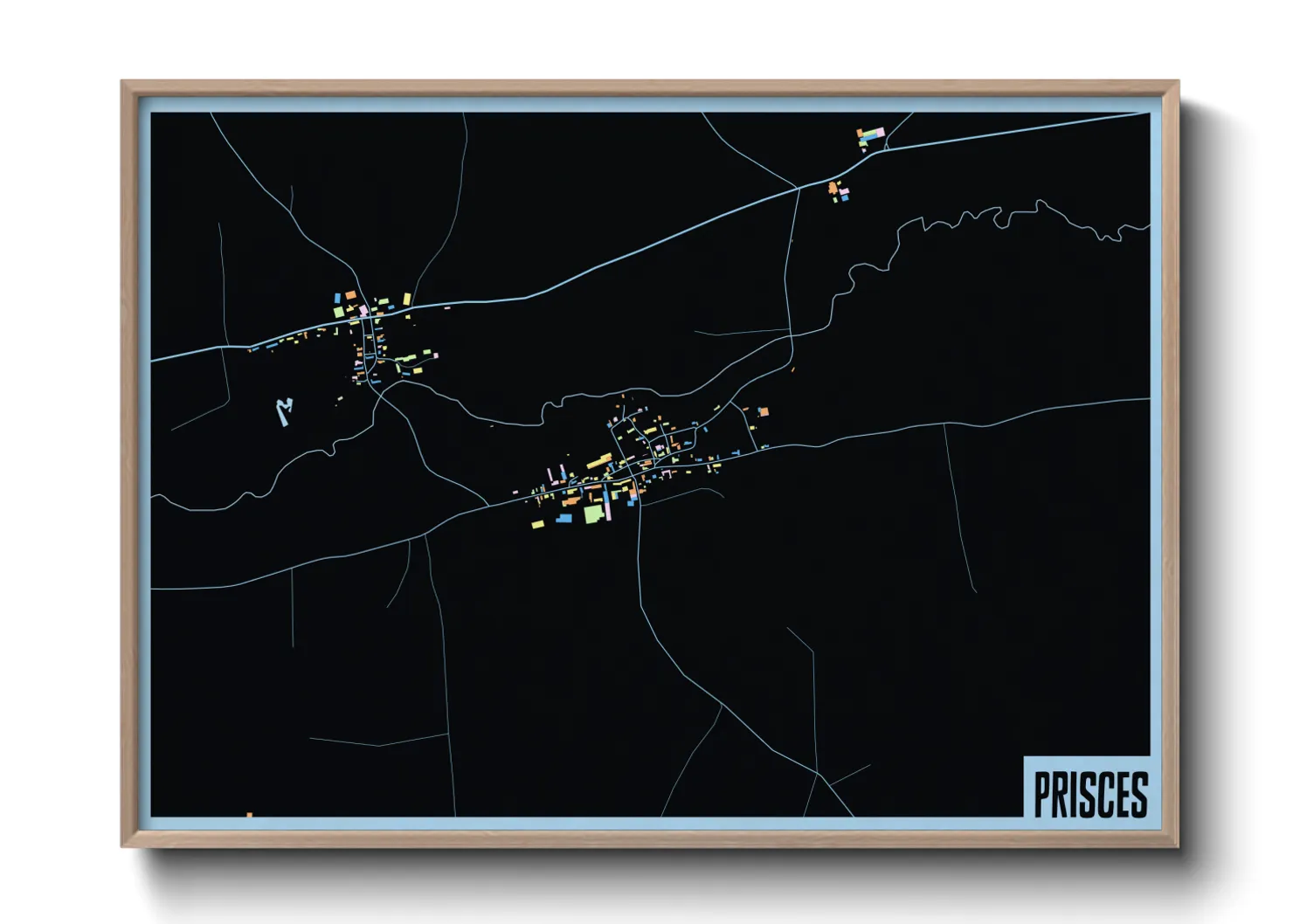 Une affiche de carte sur Prisces