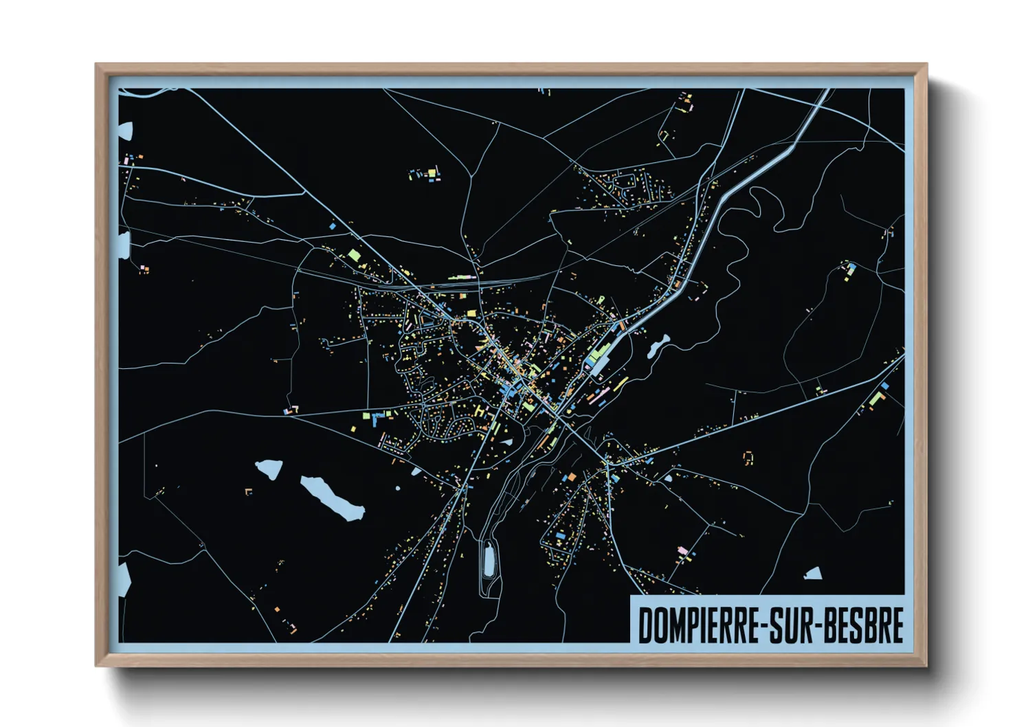 Une affiche de carte sur Dompierre-sur-Besbre