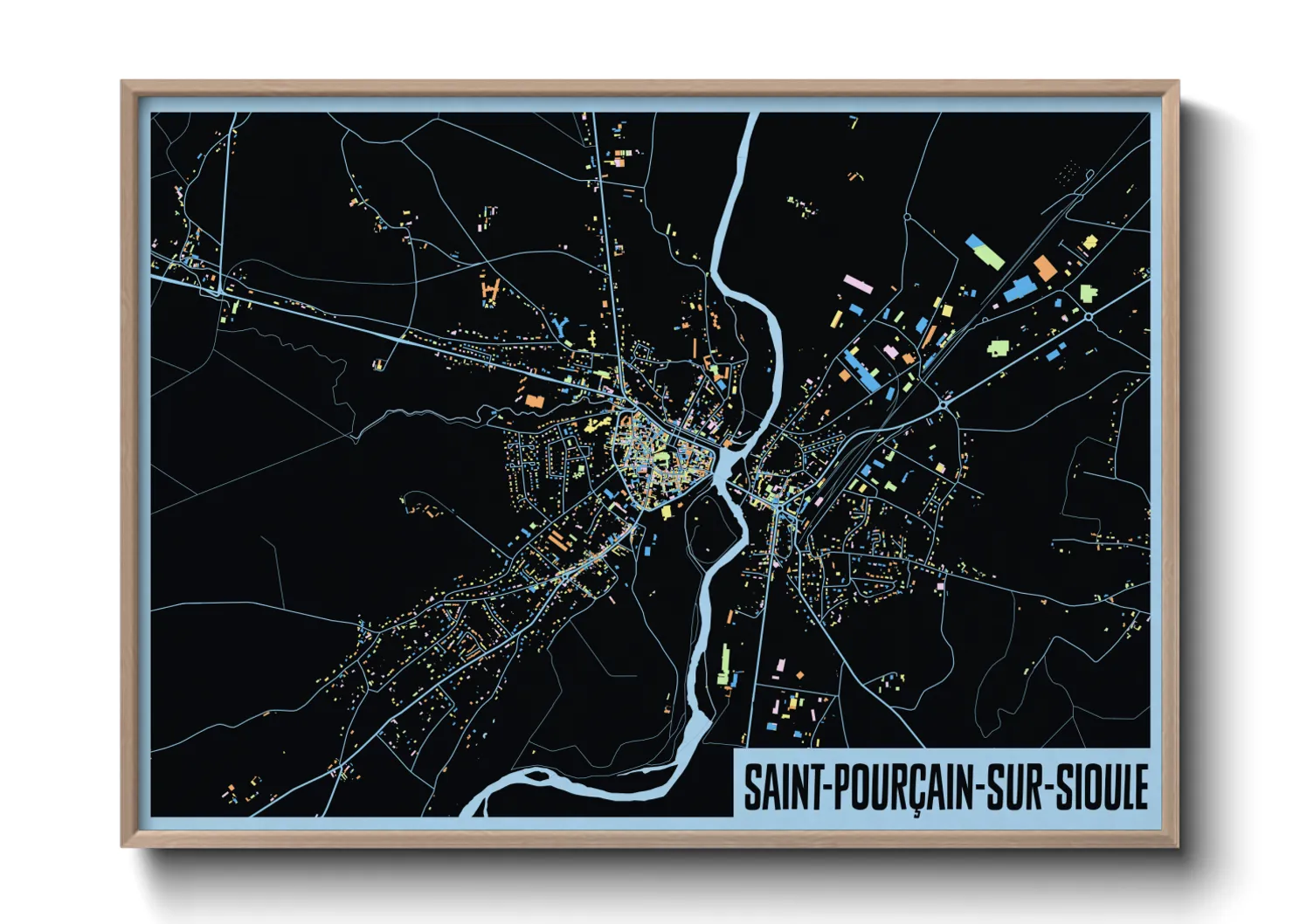 Une affiche de carte sur Saint-Pourçain-sur-Sioule