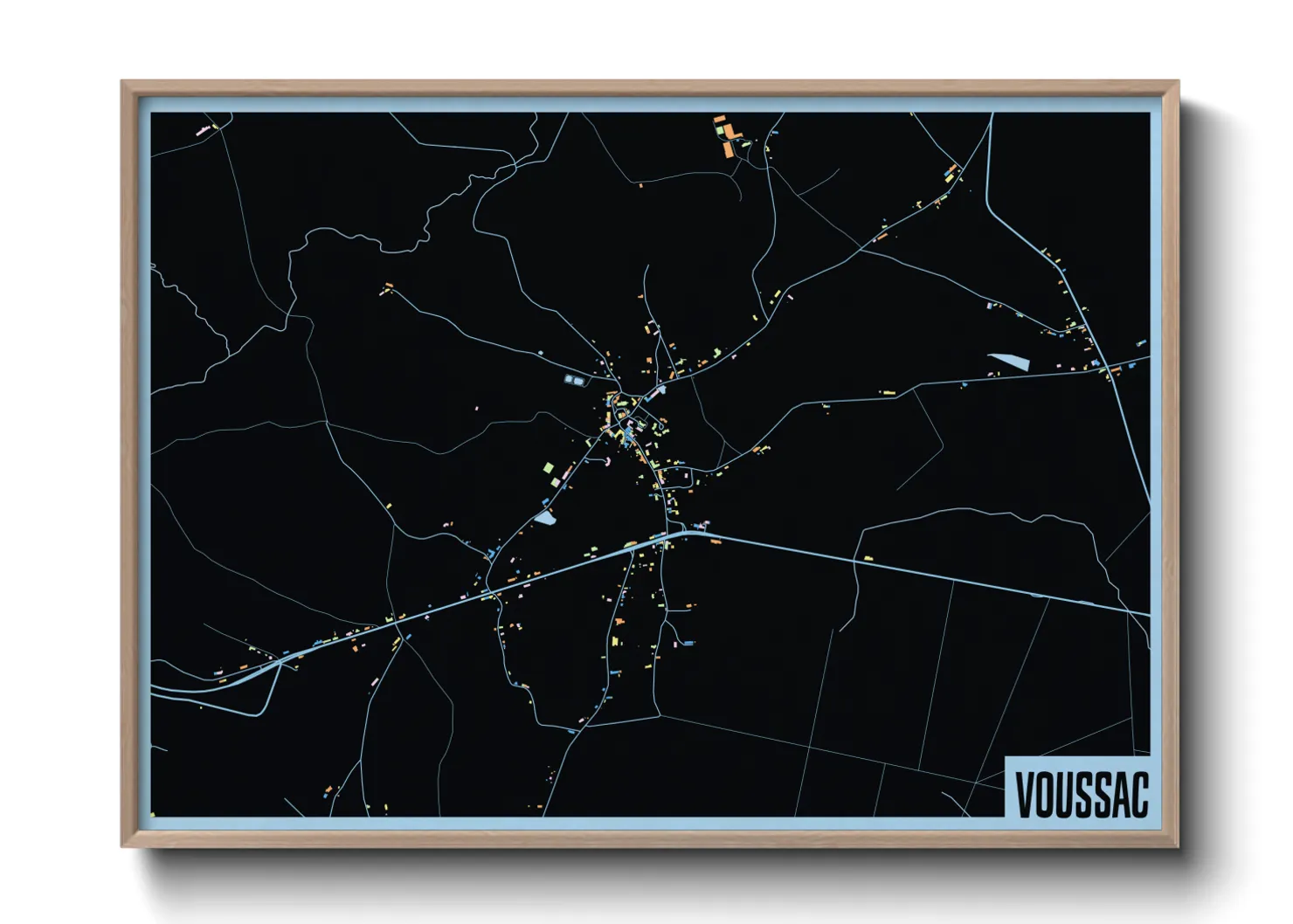 Une affiche de carte sur Voussac