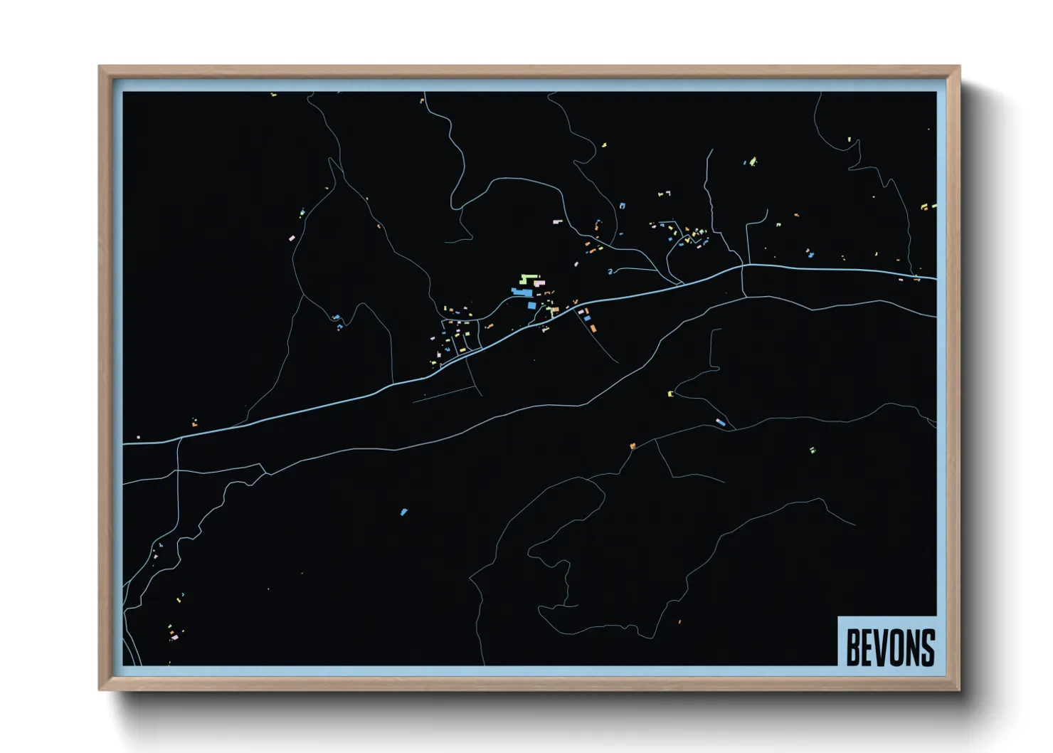 Une affiche de carte sur Bevons