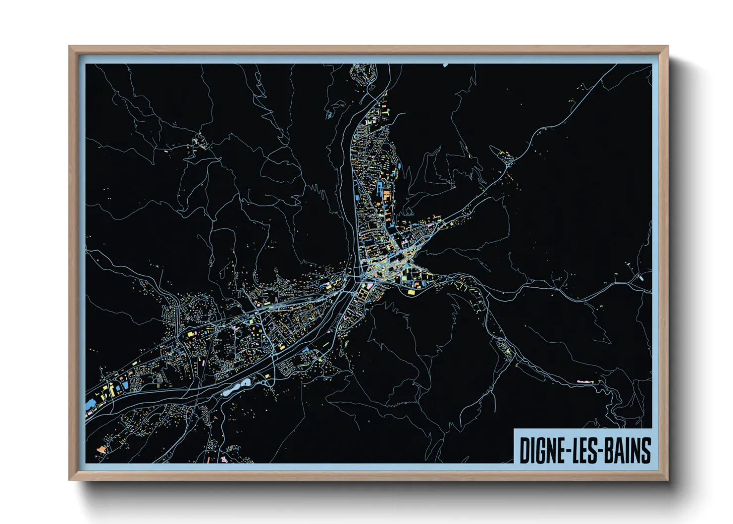 Une affiche de carte sur Digne-les-Bains