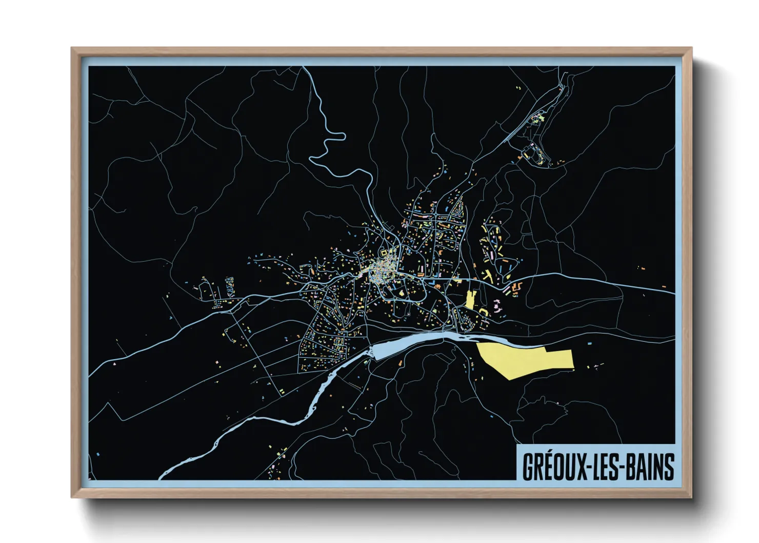 Une affiche de carte sur Gréoux-les-Bains