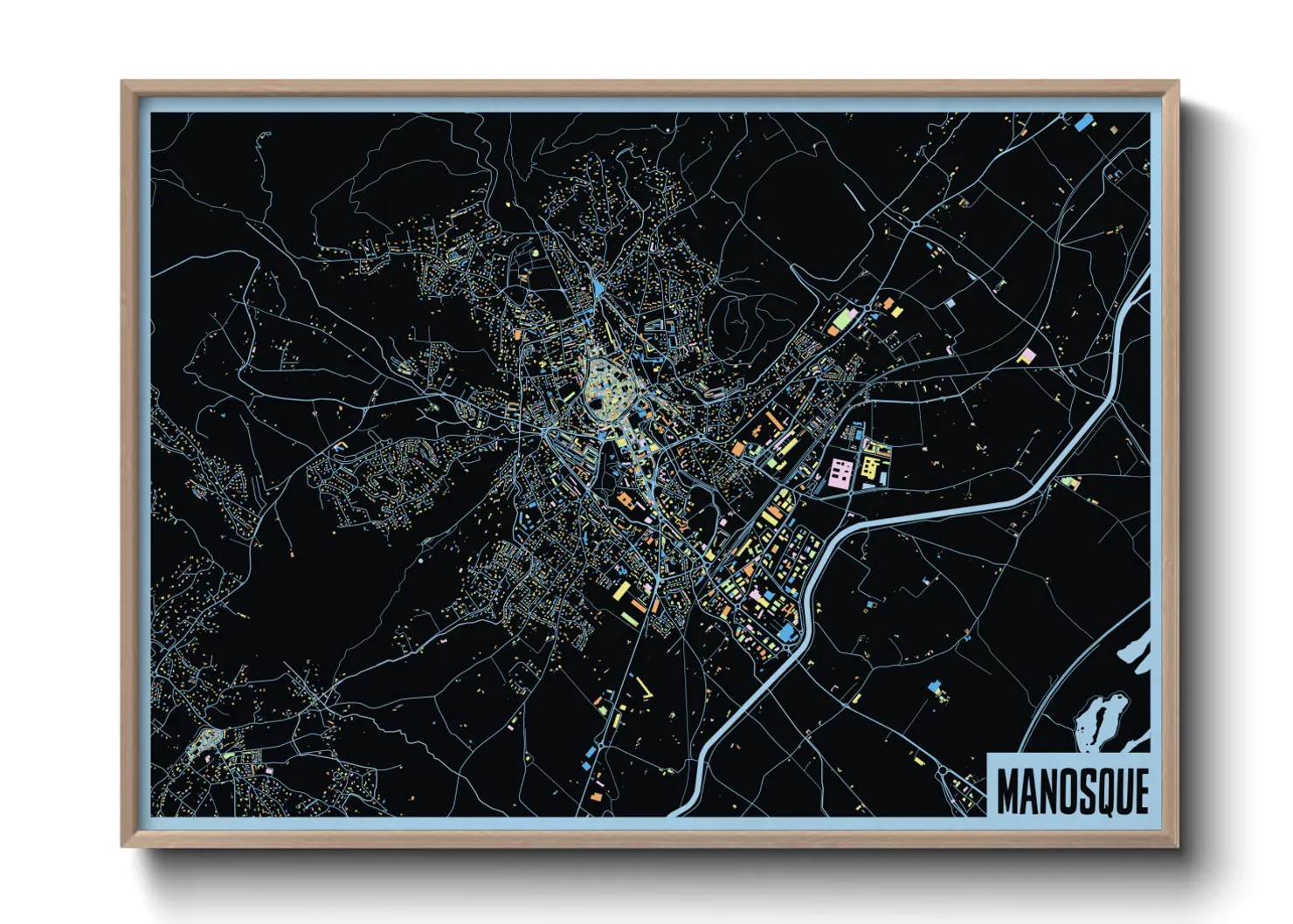 Une affiche de carte sur Manosque