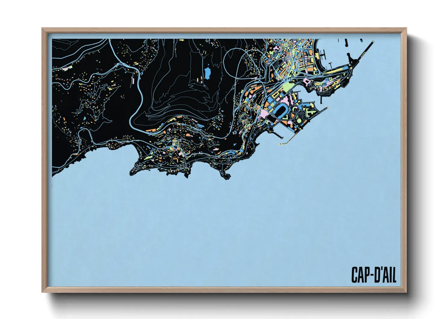 Une affiche de carte sur Cap-d'Ail