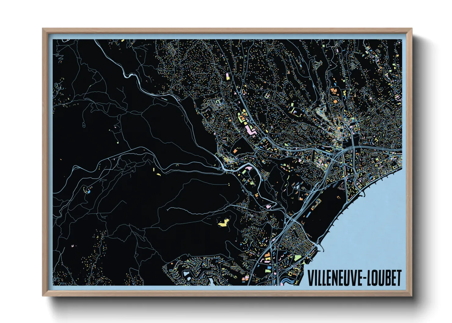 Une affiche de carte sur Villeneuve-Loubet