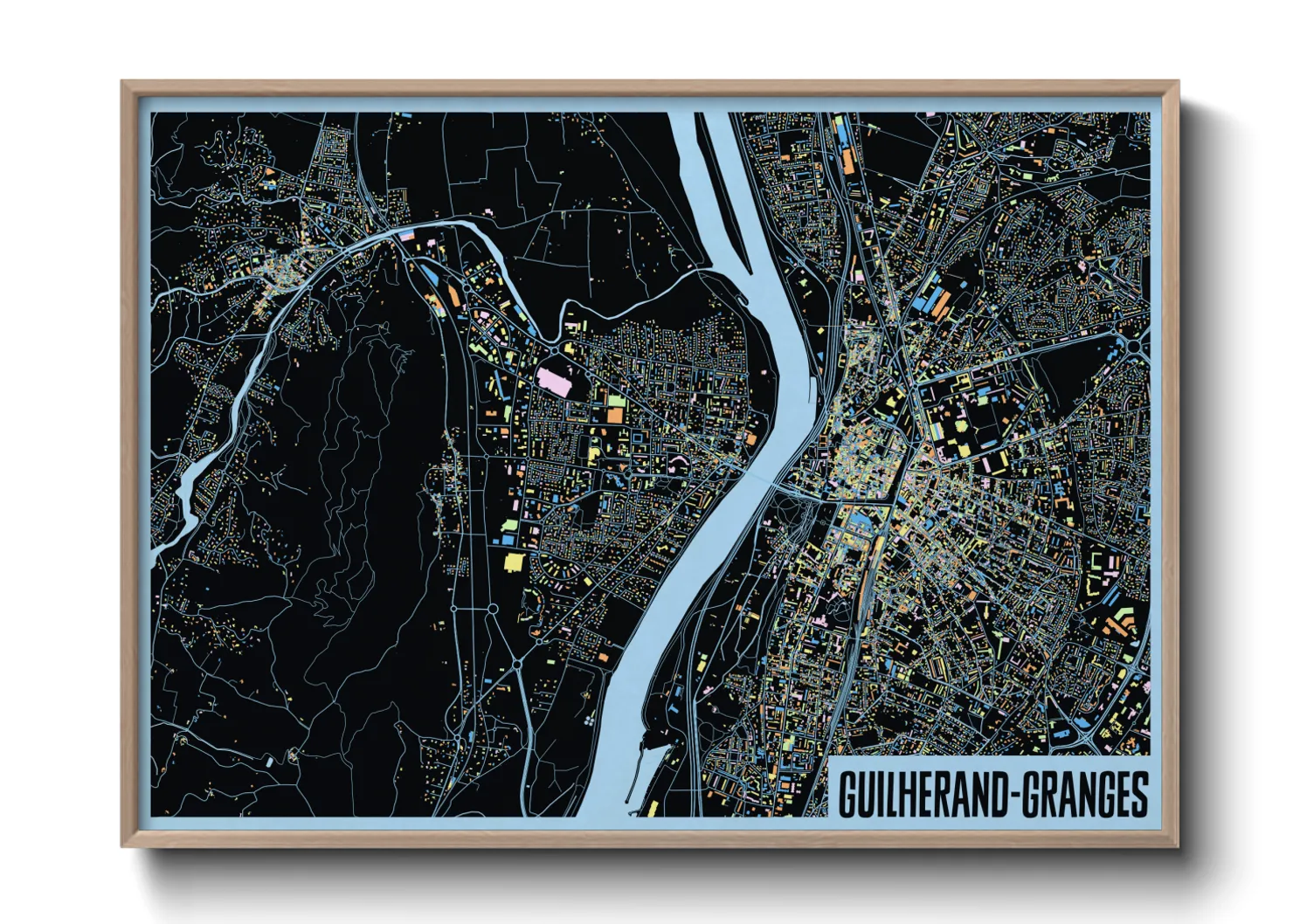 Une affiche de carte sur Guilherand-Granges