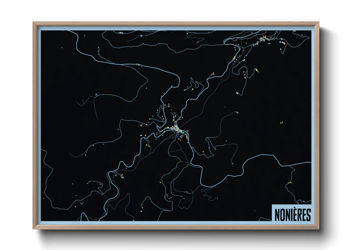 Une affiche de carte sur Nonières